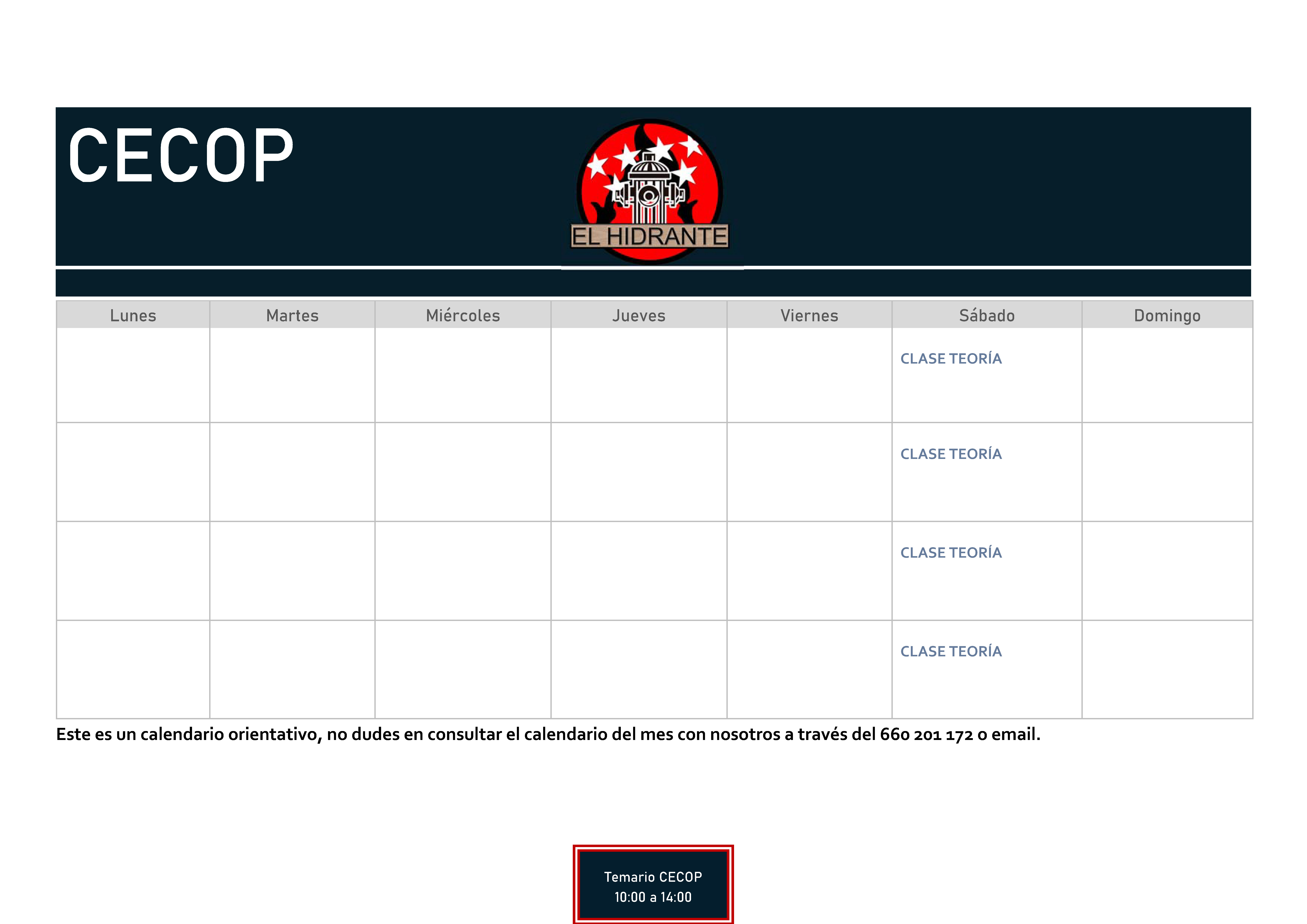 Calendario Oposiciones CECOP
